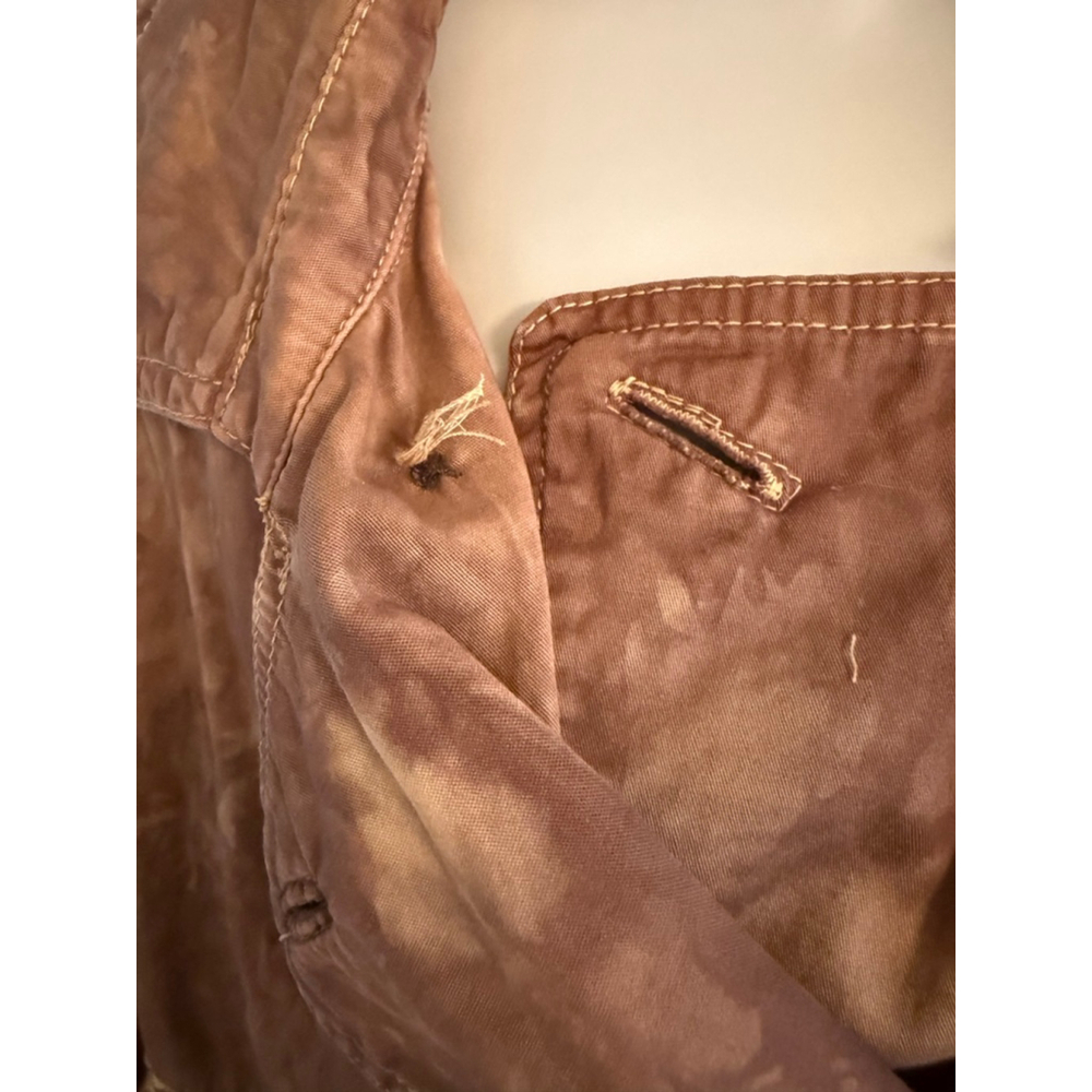 Vintage American Rag brown tie-dye cropped jacket double-breasted embroidered 1X - Picture 7 of 8
